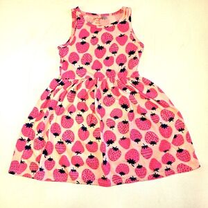 Cat‎ & Jack Pink Strawberry Tank Dress Girls Size S 6/6X
